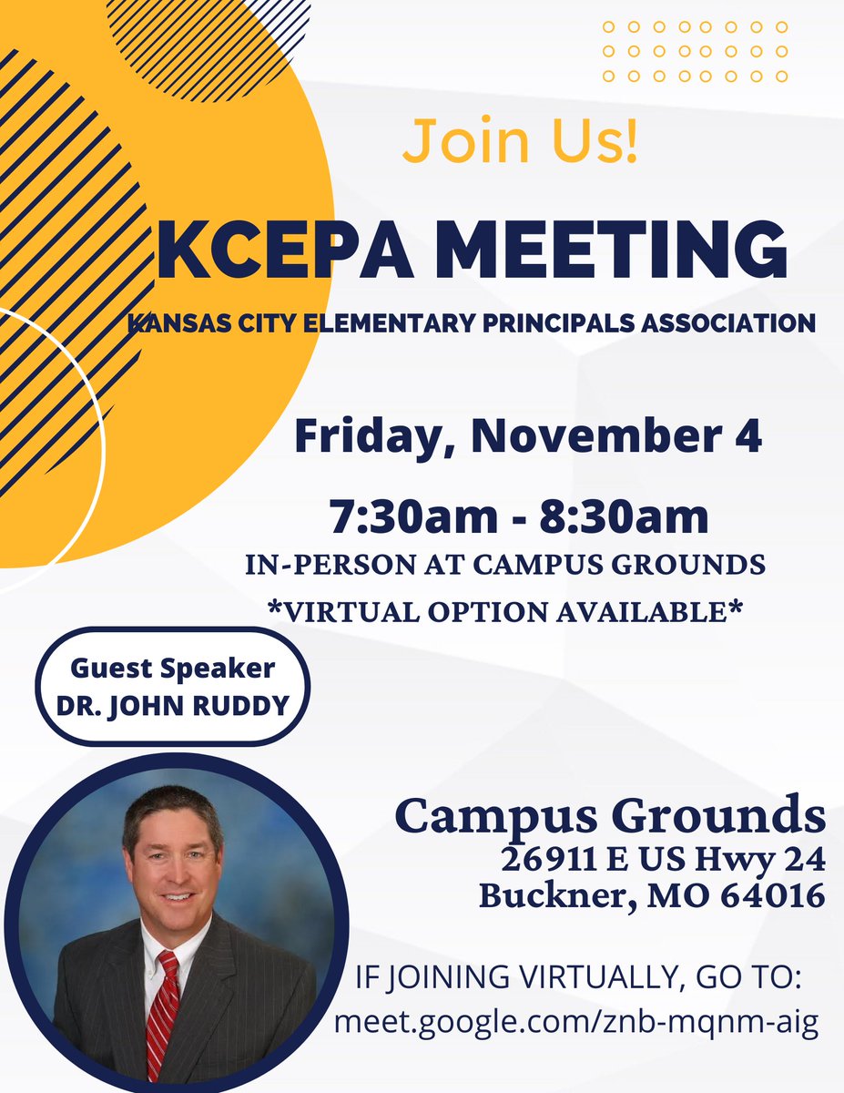 We hope to see you on Friday at 7:30am (either in person at Campus Grounds or virtually) for our next KCEPA meeting.  Dr. John Ruddy will be joining us!