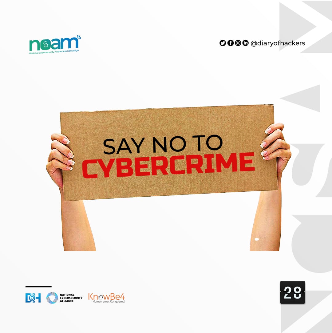 No excuse is Justifiable to commit Cyber crimes. Don't be a Cybercriminal. Say NO to Cybercrime. 

#NCSAM #SayNoToCybercrime
