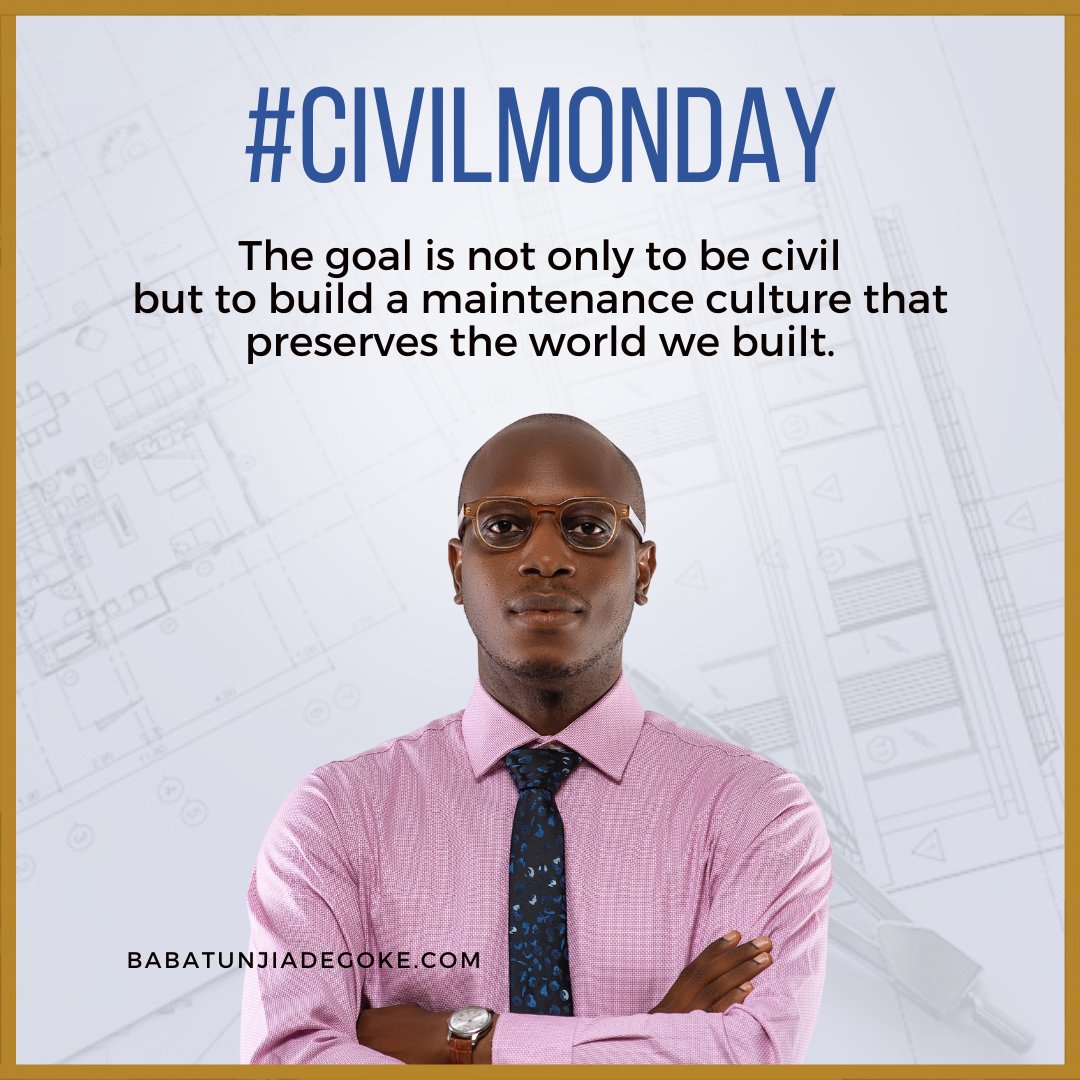 Inacivilsociety's tweet photo. Being Civil is Being Responsible
#letsbecivil #inacivilsociety
#sustainable #sustainability #organic
#monday #mondaymotivation
#civilengineer #construction #civilengineering #engineering #civil #engineeringstudent
#engineertobe #engineeringdesign #engineeringmarvel #lagos https://t.co/IDdhCmNAVt