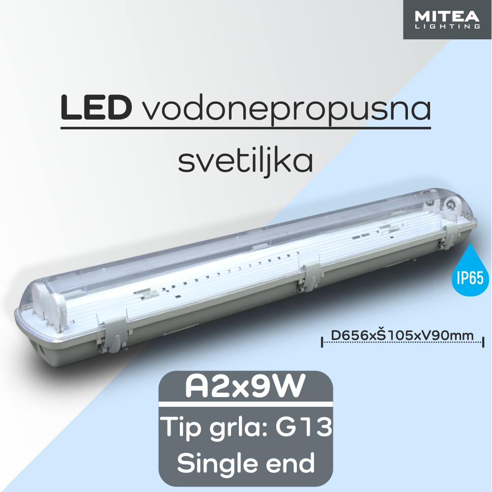 MiteaLighting's tweet photo. Vodonepropusna svetiljka A2x9W je namenjena za osvetljenje industrijskih objekata, posebno tamo gde je pojačan uticaj vlage i prašine. Svetiljka je sa IP65 zaštitom i idealna je za osvetljenje industrijskih prostorija, radionica, garaža, skladišta i laboratorija. https://t.co/h4KrvOxq6p