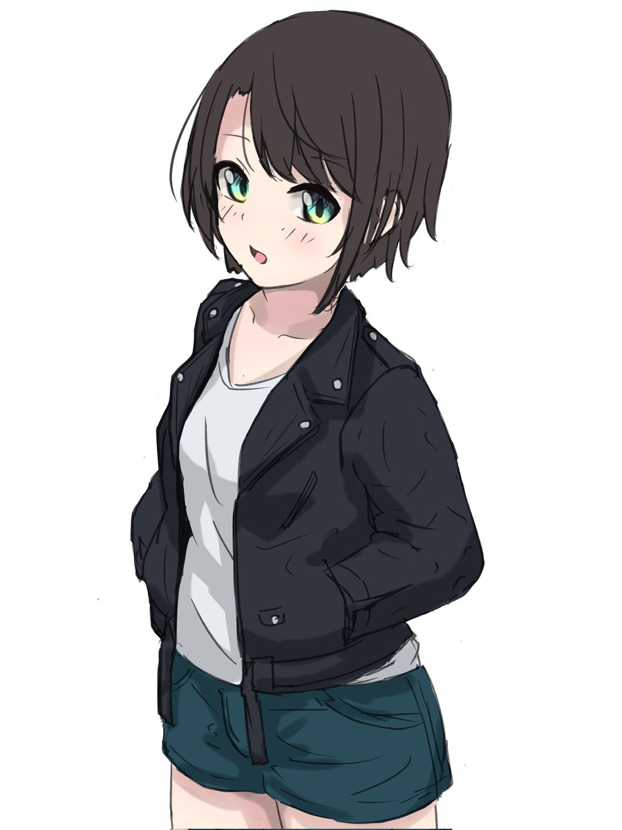 oozora subaru 1girl solo jacket short hair bangs shorts shirt  illustration images