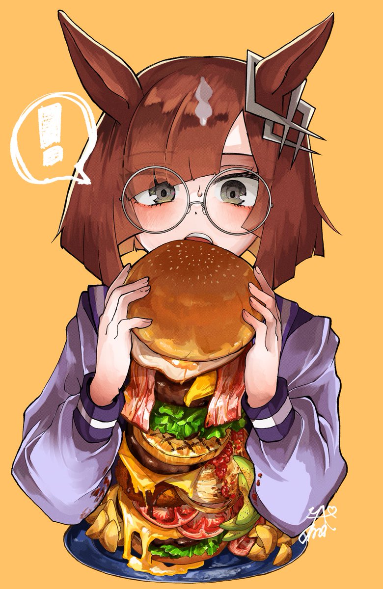 「イクノとハンバーガー 」|やまだくん⛰のイラスト