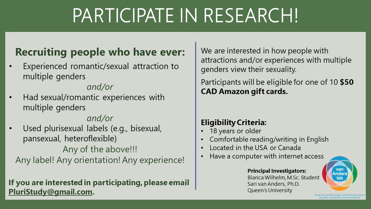 our_SPECTRUM's tweet photo. Opportunity:
This research utilizes Sexual Configurations Theory (SCT) to explore how plurisexual individuals experience and define their sexuality, as well as how people’s identities, attractions, and behaviours overlap and diverge. For more information PluriStudy@gmail.com https://t.co/rJFpHPHT3J
