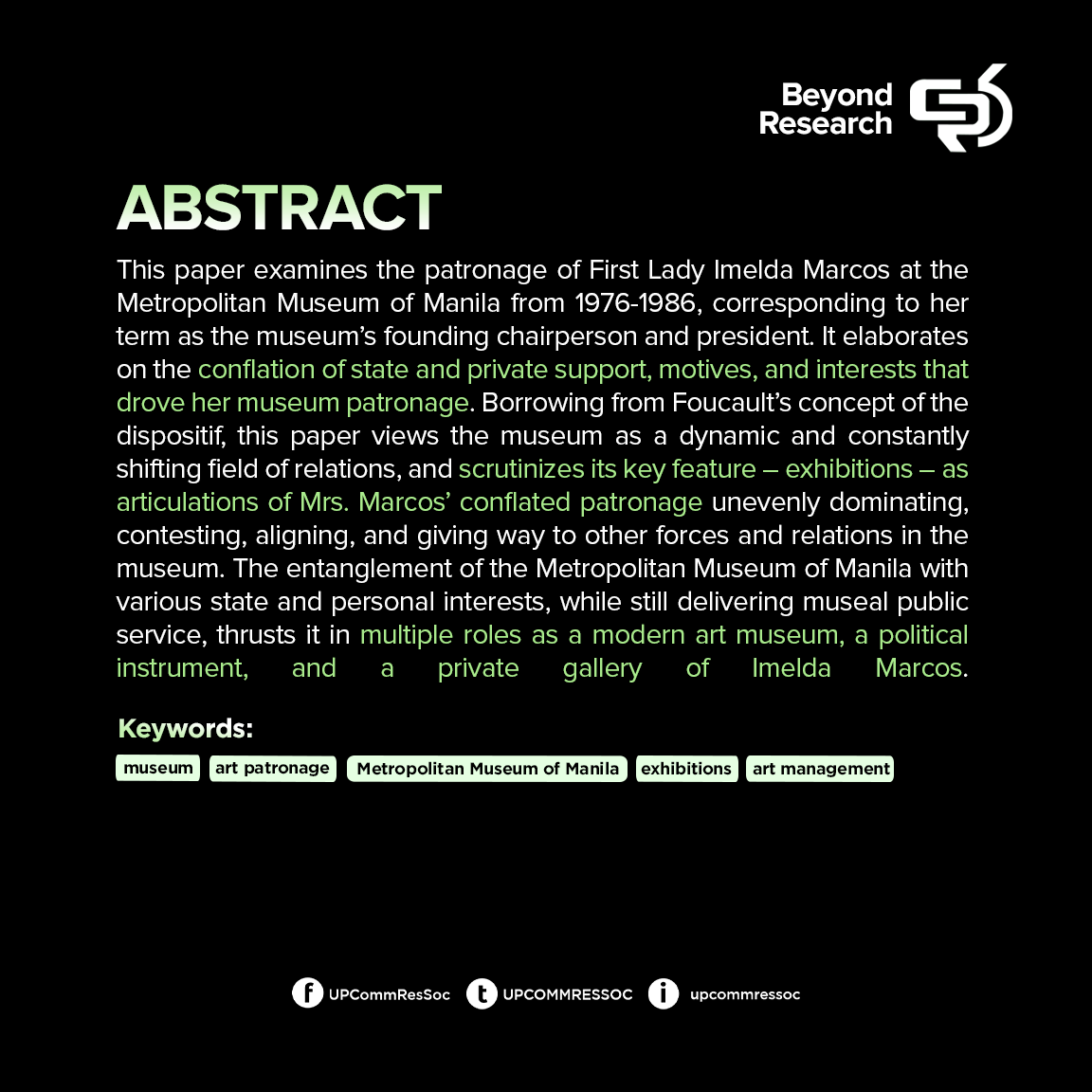 UPCOMMRESSOC's tweet image. Imelda Marcos as an icon of art patronage!

Throughout Imelda's one-decade presidency of the Metropolitan Museum of Manila, Filipinos were more exposed to the visual arts of foreign cultures than to our own cultural and artistic heritage.