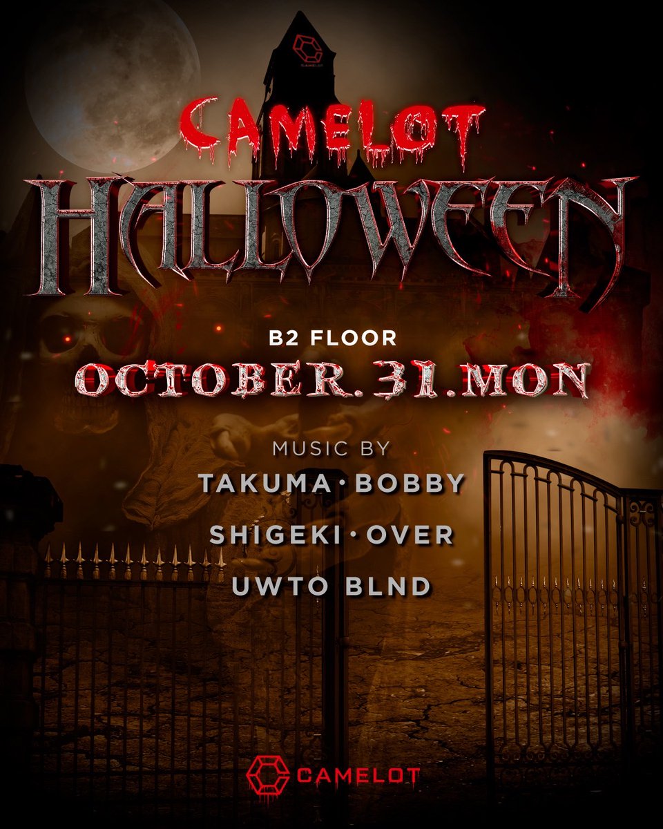 parcrew's tweet image. 【EVENT】
「CAMELOT HALLOWEEN」RELEASE PARTY」
📆：10.31 (Today's)
📍：@ club camelot
🎫：entranceで【ボビーのパークルー】で男性23時迄1000/0D(以降2500/1D) 女性24時迄入場無料(以降1000/2D)
▶details：parcrew.com/event/6365.php
#camelot #ハロウィンイベント #渋谷ハロウィン #パークルー