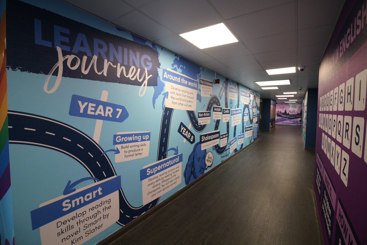 northfieldssc's tweet image. WOW!! 🤩 Our English department had a glow-up over the half term break!✨

Staff have been hard at work creating new wall installations to transform the English corridor into a vibrant learning space. We hope you love it! 😍