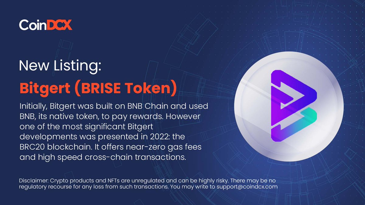 CoinDCX's tweet image. #CryptoTwitter tussi great ho, taufa kabool karo! 🤲
$BRISE (@bitgertbrise) is now listed on the CoinDCX and CoinDCX Pro app for you to start trading. #ToTheMoon 🚀