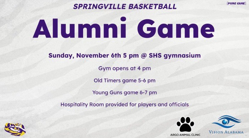 SvlhsHoops's tweet image. Calling all Springville Basketball Alumni! The annual alumni game is next Sunday, November 6th at 5 pm. We hope you can attend!!