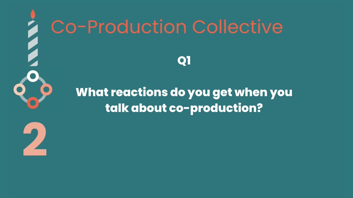 UCL_CoPro's tweet photo. Welcome to our Twitter Chat #CoProTwo 🥳🎂 This is is our first question  Q1 What reactions do you get when you talk about co-production? Look forward to hearing from and remember use Q1 and #CoProTwo when you reply. https://t.co/diyLSvyMF7
