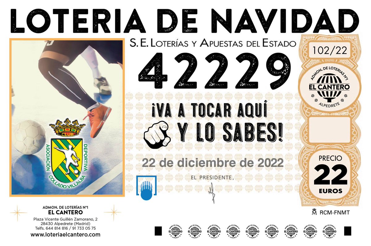 Ya tenemos nuestro número para el sorteo de la Lotería de Navidad. 
42229
No te quedes sin él!!!

VA A TOCAR AQUÍ Y LO SABES!!

#123Villalba🟡🟢