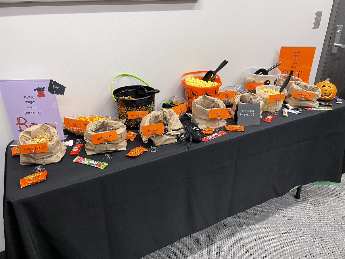 Staff trick or treating today at The Creek. Trail mix in admin office.  <a href="/MCHS_Rams/">RamNation</a> #MaydeForThis #TrickorTreat
