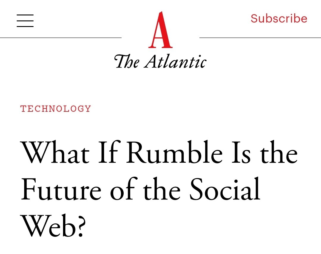 chrispavlovski's tweet photo. Never thought I'd see the day where a mainstream publication ends their article stating the obvious truth.

"With mainstream networks on shaky ground—Facebook is collapsing, Musk is taking over Twitter—Rumble seems to be rising to meet the moment, whether you’re watching or not." https://t.co/l4830SfRaJ