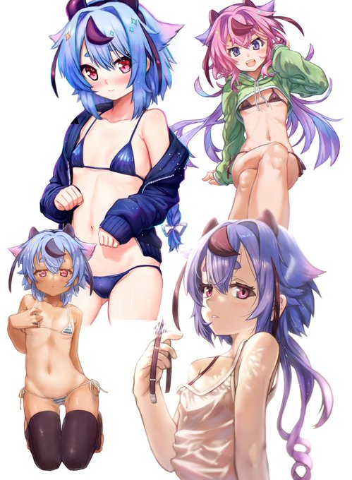 #今月描いた絵を晒そう 
着色4枚!!こんな月もある!
それにしてもヒメミコは可愛いなぁ(半分以上マイクロビキニ 