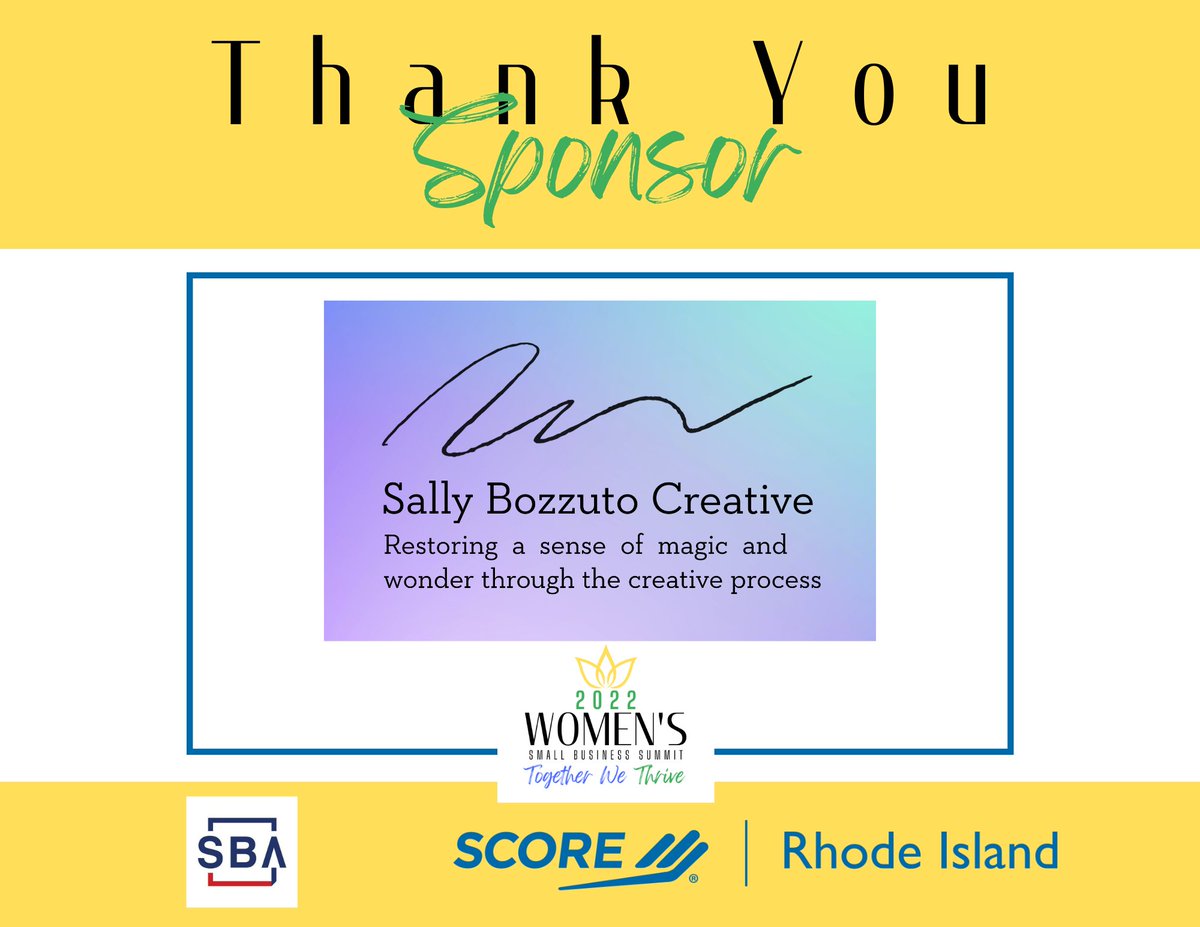 Thank you to Sally Bozzuto Creative for sponsoring Score's 2022 Women’s Small Business Summit! 

To learn more about Sally Bozzuto Creative click here: sallybozzuto.com
 
Please join us at this year’s conference. Get your tickets here: wsbsri.org

#wsbsri