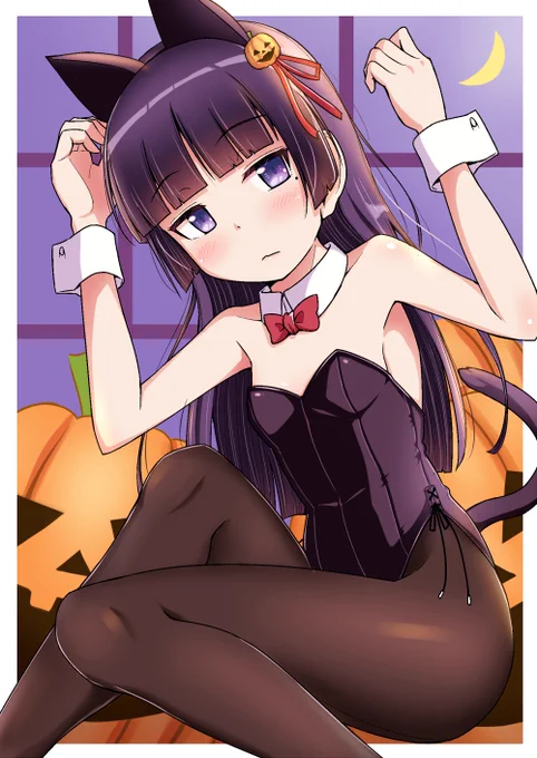 10月バニーをハロウィンコンボで消化する力技。ハッピーハロウィン!ばにゃーん!#俺妹 #黒猫 #瑠璃先輩 #ハロウィン 