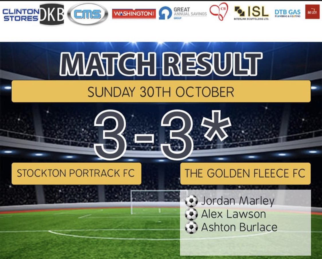 Our county Cup game ended 3-3 against <a href="/PortrackFc/">Stockton Portrack FC</a> yesterday which resulted in us winning 5-4 on penalties. Brilliant day out for all the lads best of luck to Stockton for the rest of the season👍