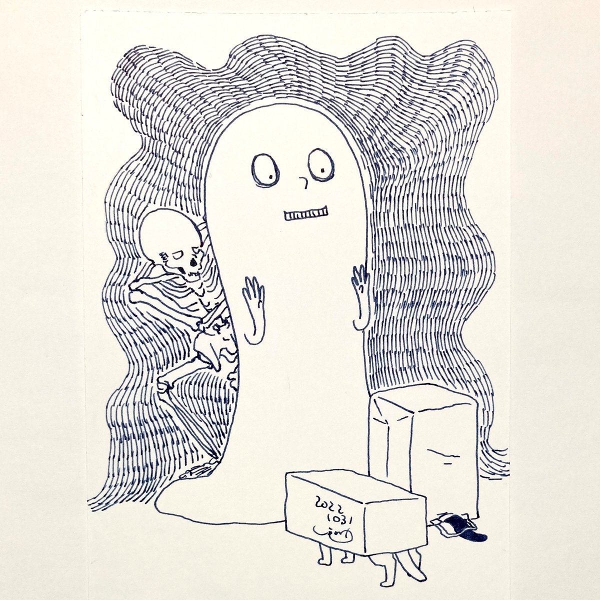 #ハロウィンイラスト展示会2022 参加してみますおじゃまします  #inktober2022 今日の分と28日の分(に後で色付けたもの)です。 #絵描きさんと繋がりたい