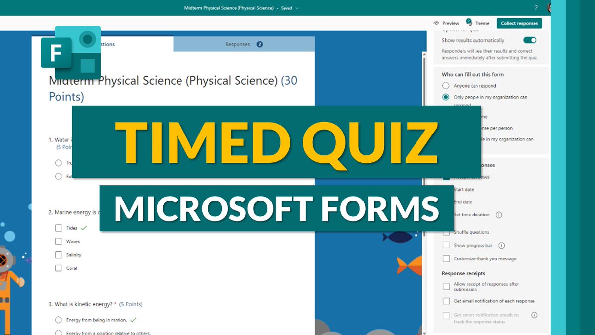 A short tutorial on how to use the new Timed Quiz features in Microsoft Forms ⏱️ This feature is now fully rolled out globally 🚀 

YouTube 📺 youtube.com/watch?v=MeqBc6…

#edtech #edchat #MIEExpert #MicrosoftEDU