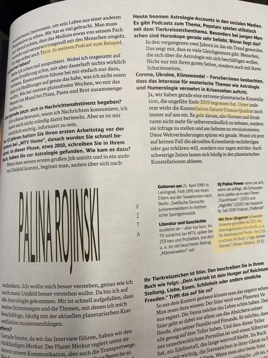 Schon klar, liebe <a href="/DB_Bahn/">Deutsche Bahn Personenverkehr</a>. In eurem Magazin darf sich <a href="/PalinaRojinski/">Palina Rojinski</a> auf 8! Seiten über ihr Esoterik-Business ausschwurbeln und Überfall auf Ukraine in Zusammenhang mit „Saturn-Uranus-Quadrat“ bringen. Aber Redaktion gesteht zu, Fragen zu Russland abzublocken
