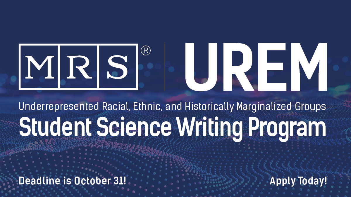 Judy_Meiksin's tweet photo. FINAL DAY TO APPLY! #SciComm opportunity for students! Application deadline is Oct. 31! #dei #diversity #equity #inclusion #materialsscience #stem 
@MRSBulletin @Materials_MRS https://t.co/z0FY2k8gt1 https://t.co/hP65yBE4Xt