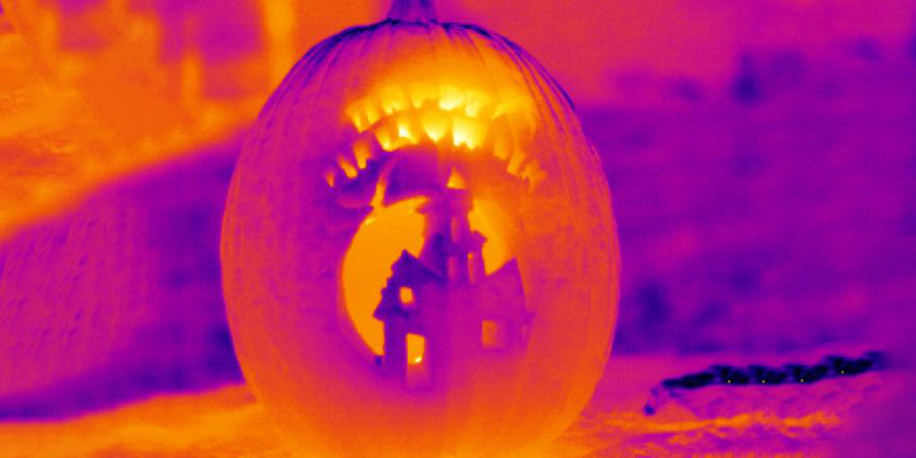 Carving a pumpkin has been a beloved Halloween tradition, and this visual phenomenon comes in many forms of cheerful, scary, or funny. Have some spooky fun with your infrared camera and create a chill by showing off your thermal images. #halloween #thermalimage #thermalcamera