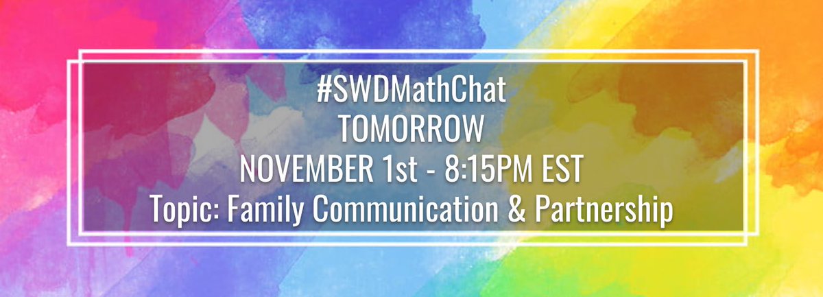 Join us tomorrow at 8:15PM EST for #SWDMathChat to discuss family communication and partnership. 

Please SHARE this with your PLC and twitter communities in order to amplify the message. #iteachmath #MTBoS