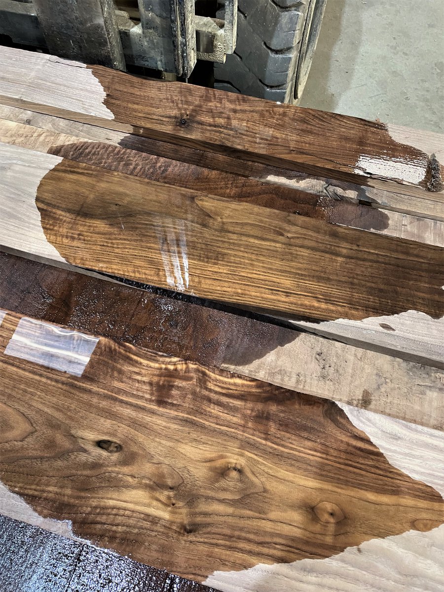 Newly inventoried 4/4 steamed figured walnut.  This material ranges from 6’ - 10’ x 5” - 18”, majority 6 1/2” - 8”.  Figure ranges from medium - IG.  Beautiful color and figure all around. 

~for more information, contact Morgan 1.888.814.0007 / morgan@hearnehardwoods.com~