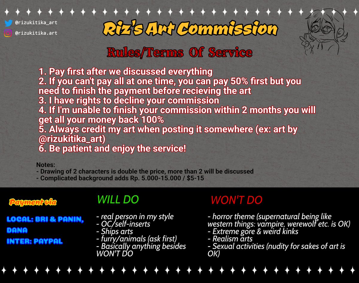 rizukitikaa's tweet photo. RT and likes are very appreciated!!

Hello~ I'm trying to do commission again for both local 🇮🇩 and international 
DM me if interested 💌
Thanks for reading!
#artidn #commissionsopen #artcommission #commission #opencommission https://t.co/jOuSM9XTk3