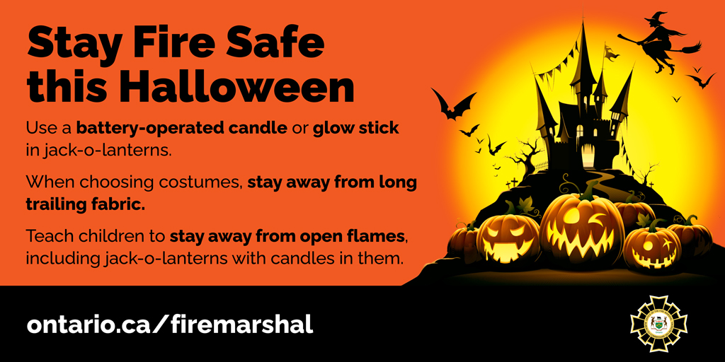 Innisfil_FIRE's tweet photo. Happy Halloween @townofinnisfil! Let's make this fun day safe for your little monsters by following these #FireSafety tips! https://t.co/6JrDiB9wUE