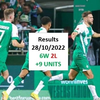 MYOLofficial's tweet photo. Results 28/10/2022
+9 units (6W2L)

Follow and join our premium group if you want a monthly passive win!!

#sportsbetting #tipster #freepick #freepicks #fanduel                #draftkings #pointsbet #BetMGM #pokerstars #paddypower #caliente #bet365 #williamhill https://t.co/e6l8DZ15Qh