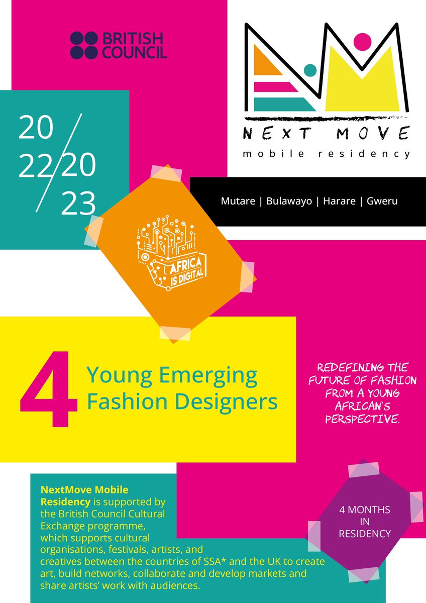 🚨#NextMoveResidency 

Are you ready to meet the 4 young emerging fashion creatives in residency for the next 4 months?! We are so excited to share the brilliant crop of creatives we have this year! 

#NextMove #ArtistsInResidence #Residency #Zimbabwe