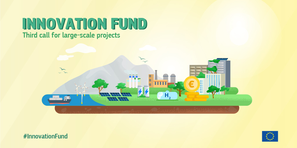 On 3 Nov, we will launch the 3rd #InnovationFund call for large-scale projects. The call comes with an increased 💶 of €3 billion and 4 call topics: 🟢General decarbonisation 🟢innovative electrification in 🏭 & hydrogen 🟢clean-tech manufacturing 🟢mid-sized pilots #RepowerEU