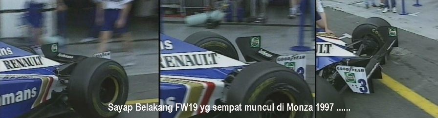 WilliamsdbF1's tweet photo. That time at Monza in 1997 when Williams tried running the FW19 basically without a rear wing! https://t.co/pmtECBy0gW