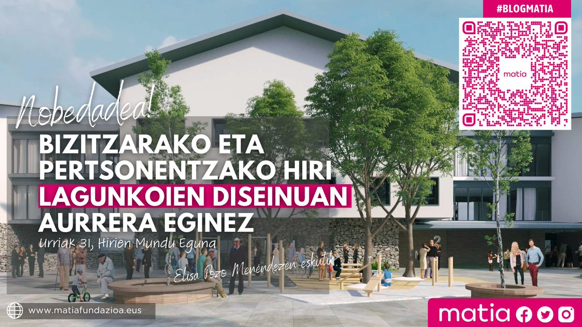 MatiaFundazioa's tweet photo. NOBEDADEA! #BlogMatia
#HirienMunduEguna ren baitan @ElisaPozoMdez en testu bat partekatu nahi dizuegu, bizitzarako eta pertsonentzako ingurune eta komunitate lagunkoien diseinuan aurrera egiten laguntzen diguna. Hiriak maitasun-organo bat izan behar du.
https://t.co/vQzW9wAaVl https://t.co/0HjzhzUQcr