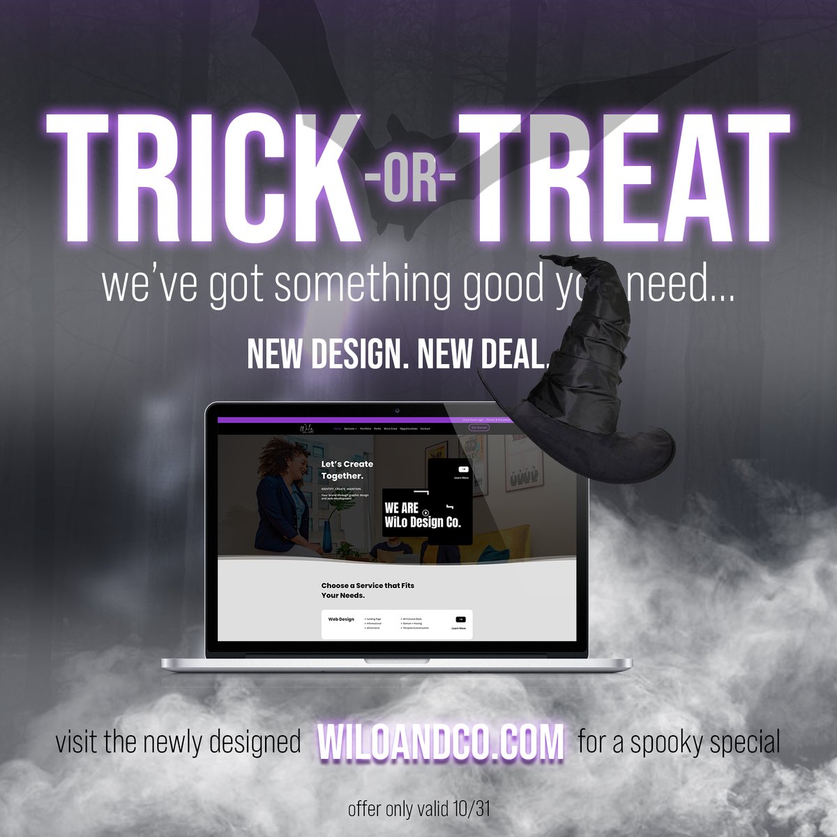 Happy Halloween! The new WiLo & Co website is live and we've got a spooky special deal waiting for you! Visit WiLoandco.com to check out the new website!