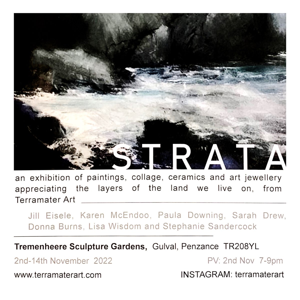 ArtSandercock's tweet photo. ‘STRATA’ exhibition 2nd - 14th nov at @Tremenheere 
I’m very pleased to be part of this joint exhibition in the beautiful Tremenheere Sculpture Gardens Gallery, Gulval, Penzance.
Join us for cocktails 2nd Nov 7 - 9 pm🍸🍹 https://t.co/8QUWKEfYFi