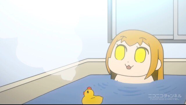 rubber duck 1girl yellow eyes :3 bathtub partially submerged brown hair  illustration images