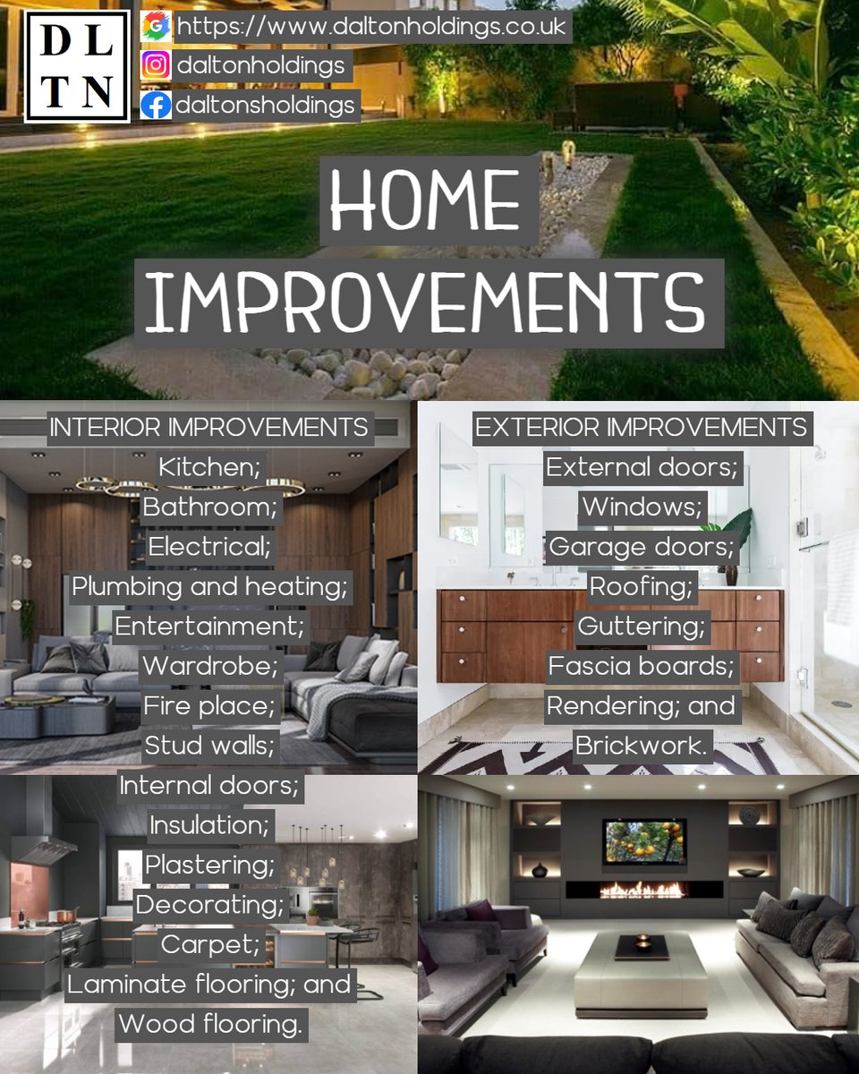 DaltonHoldings's tweet image. We offer a wide range of property improvement solutions for both interior and exterior. 

We manage your project from start to finish.

#homeimprovementspecialist #homeimprovement #homeimprovements #homeimprovementsuk #homedesign #interior #exterior #redcarandcleveland