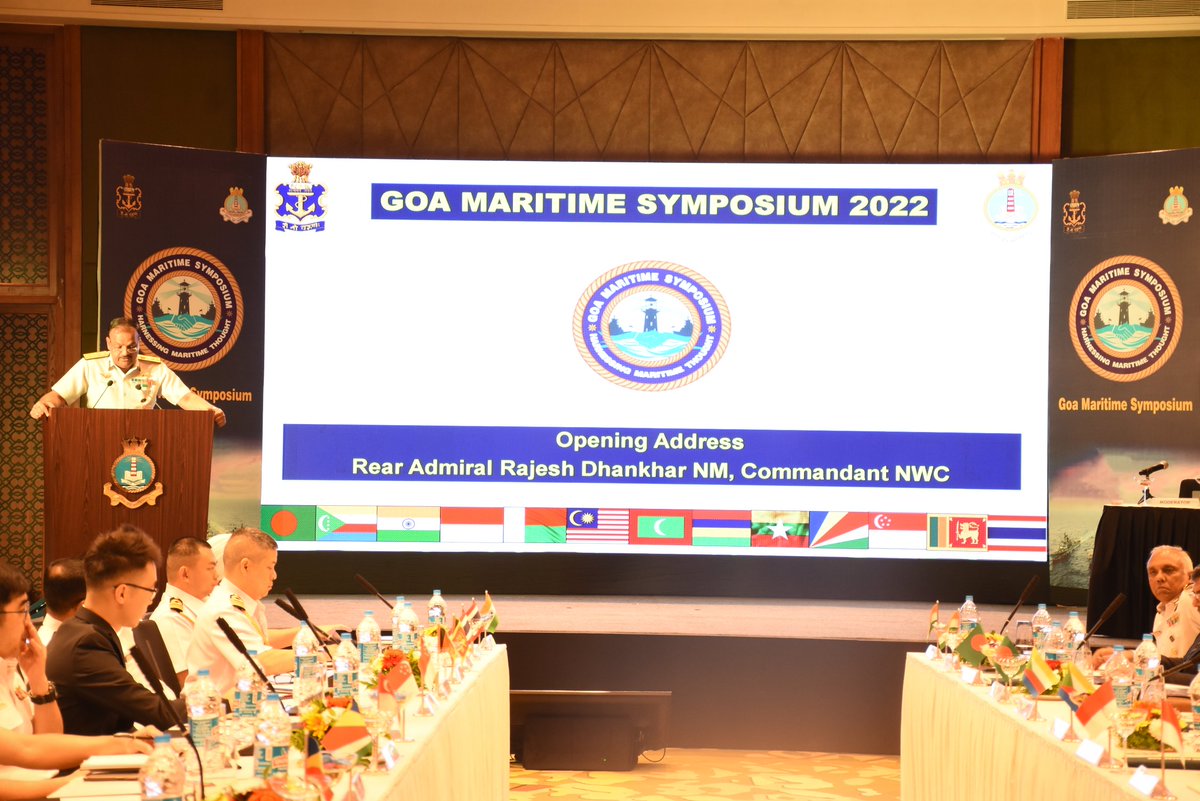 The 4th Edition of Goa Maritime Symposium #GMS was inaugurated by RAdm Rajesh Dhankhar, Commandant, #NavalWarCollege at Goa today. The symposium is conducted biennially by @InNwc with participation from friendly foreign countries. #Collaboration #Cooperation #IndianOceanRegion