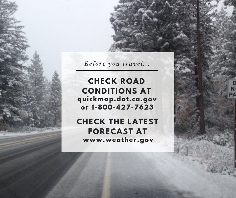 NWSSacramento's tweet photo. Mountain snow returns tomorrow and Wednesday, bringing hazardous travel impacts to the mountains. Be sure to check road conditions and the latest forecasts before you head out the door! #CAwx https://t.co/03MrJobn4d