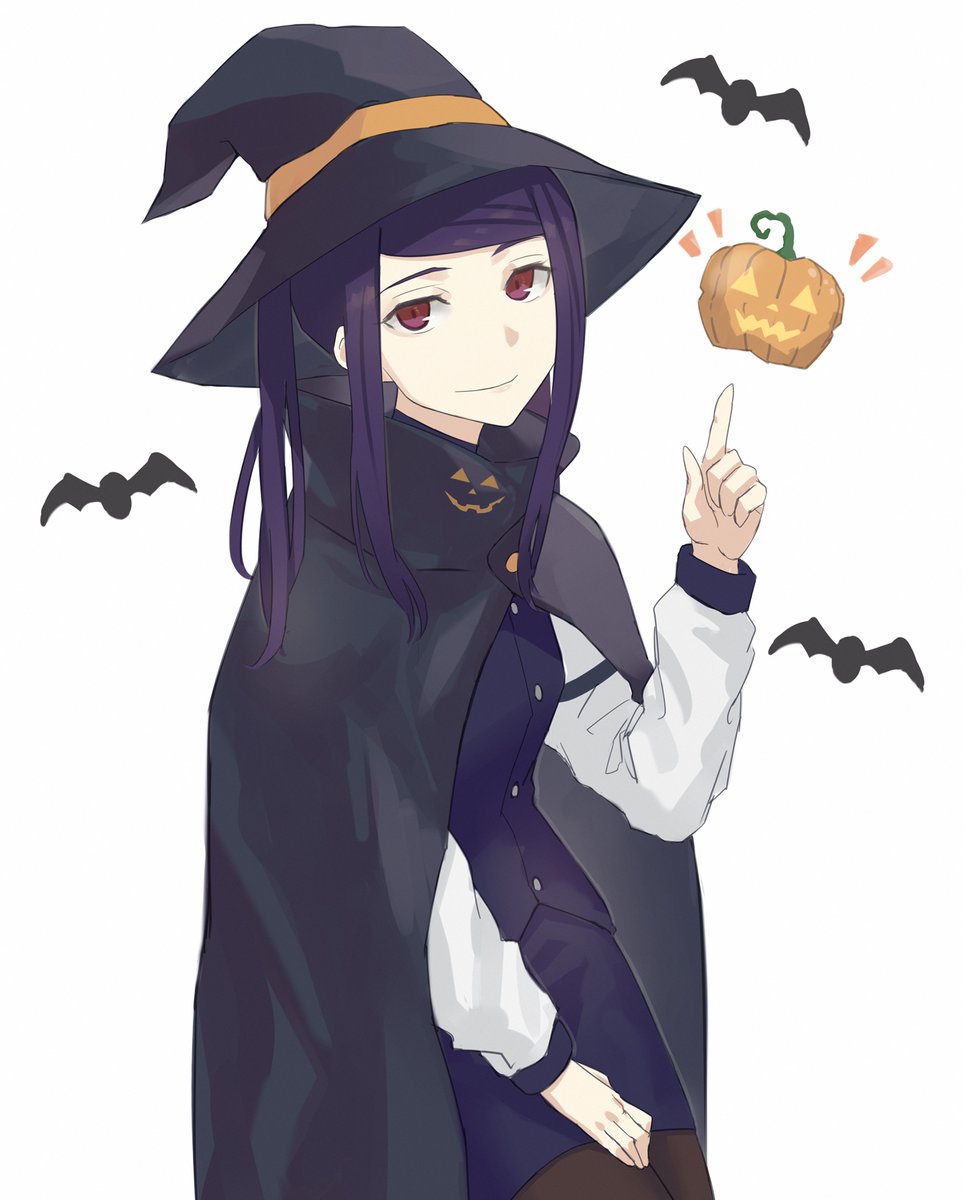 jill stingray 1girl witch hat hat pantyhose red eyes solo halloween  illustration images