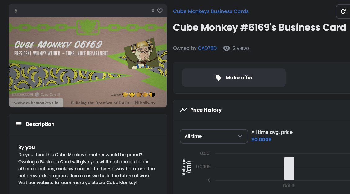 🧊🐒's🫡

gm to everyone except the former owner of Cube Monkey #6169's business card.

y u sell 🤡

paper hands will be shamed and shunned

#CubeMonkeysToTheMoon 

#nfts #nft #nftart #nftcommunity #nftcollector #nftartist #crypto #cryptoart #art #freenft #Airdrop