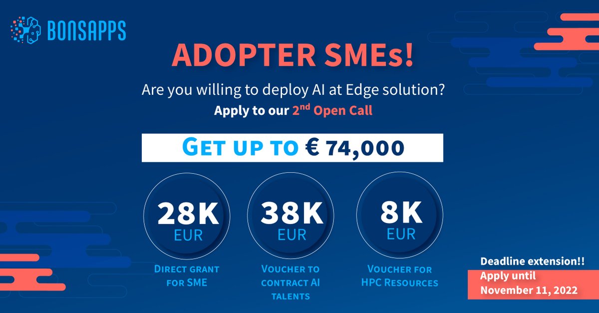 ISDIacc's tweet image. 🤑 Looking for equity-free funding for #AI implementation?
🦾Are there any challenges that AI could help you to solve?
📍 This is the right place!
👉Get €74,000 in EU funds to develop your solution: bit.ly/3PfyNWP
🏁 Deadline extension: November 11, 5pm CET