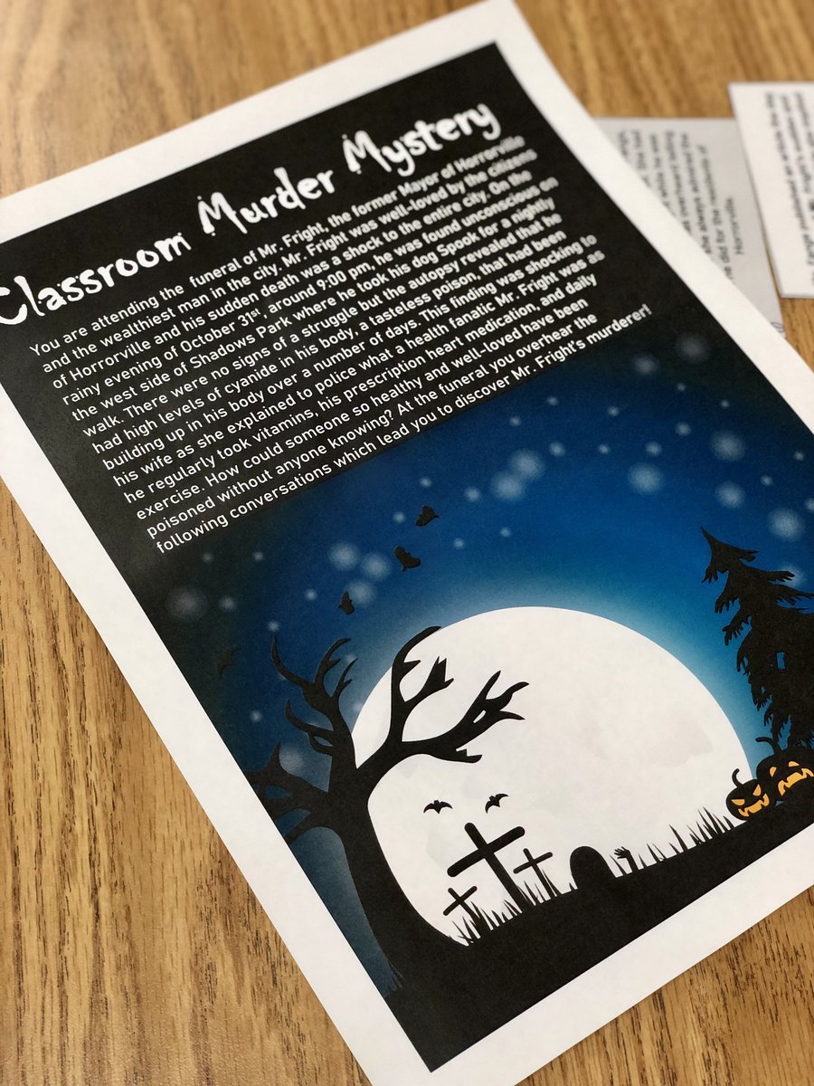 kwhite1993's tweet photo. What better way to practice employability skills like communication, problem-solving, teamwork, and critical thinking than a murder mystery on Halloween?! 🎃 https://t.co/lOwltI4AjL
