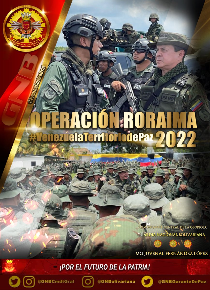 Desde Tumeremo Edo Bolívar, con gran compromiso y patriotismo, acompañé a mi GJ. @dhernandezlarez Cmdte del CEOFANB y a los Cmdtes de los diferentes componentes, durante el despliegue de la 'Operación Roraima 2022'. ¡VENEZUELA TERRITORIO DE PAZ! #PuebloUnidoInvencible #31Oct