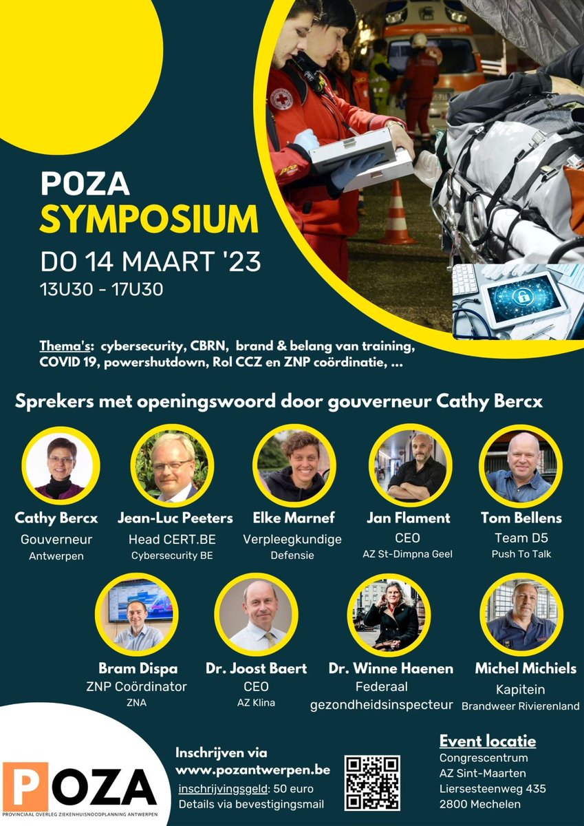 Nieuwe datum bekend voor POZA Symposium: linkedin.com/feed/update/ur…

📆 Donderdag 14 maart 2023
🧾 Programma en inschrijven: pozantwerpen.be 

#noodplanning @DNPPROVANT <a href="/CampusVesta/">Campus Vesta</a>