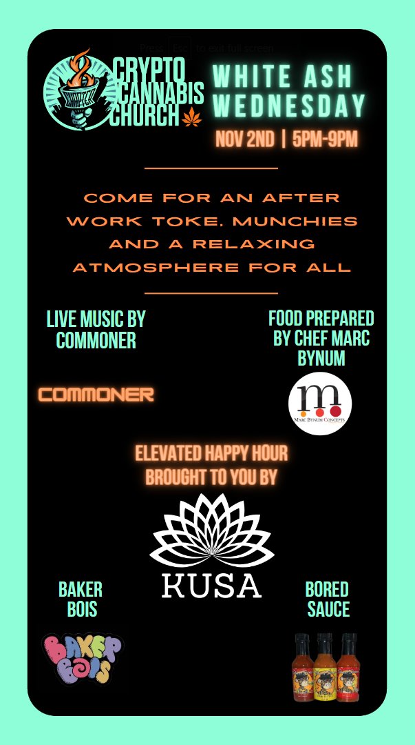 Chapter8CCC's tweet image. Church is back in session this Wednesday! Live music by Commoner, 3x chopped champion Marc Bynum with the infused food menu, our friends at 
@Bored_Sauce will be in the building with their insanely delicious hot sauce. @kusacollective will be providing the ⛽️🔥 #takemetochurch