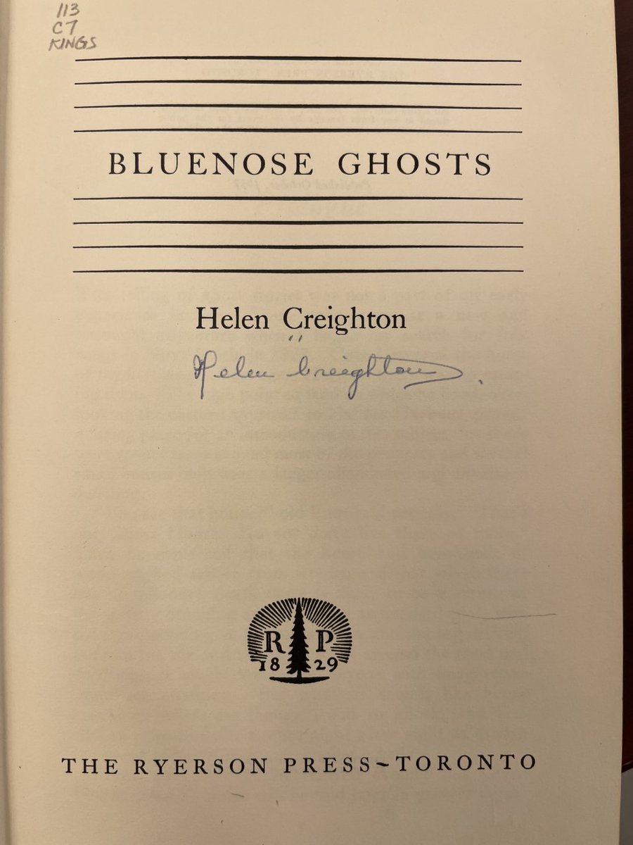 ukclibrary's tweet photo. Helen Creighton was a prominent Nova Scotian folklorist and Dean of Women at King's 1939-41.  If you are looking for spooky stories why not "check out" Bluenose Ghosts?  https://t.co/ofaXblOl7y https://t.co/A9WU97CrEV