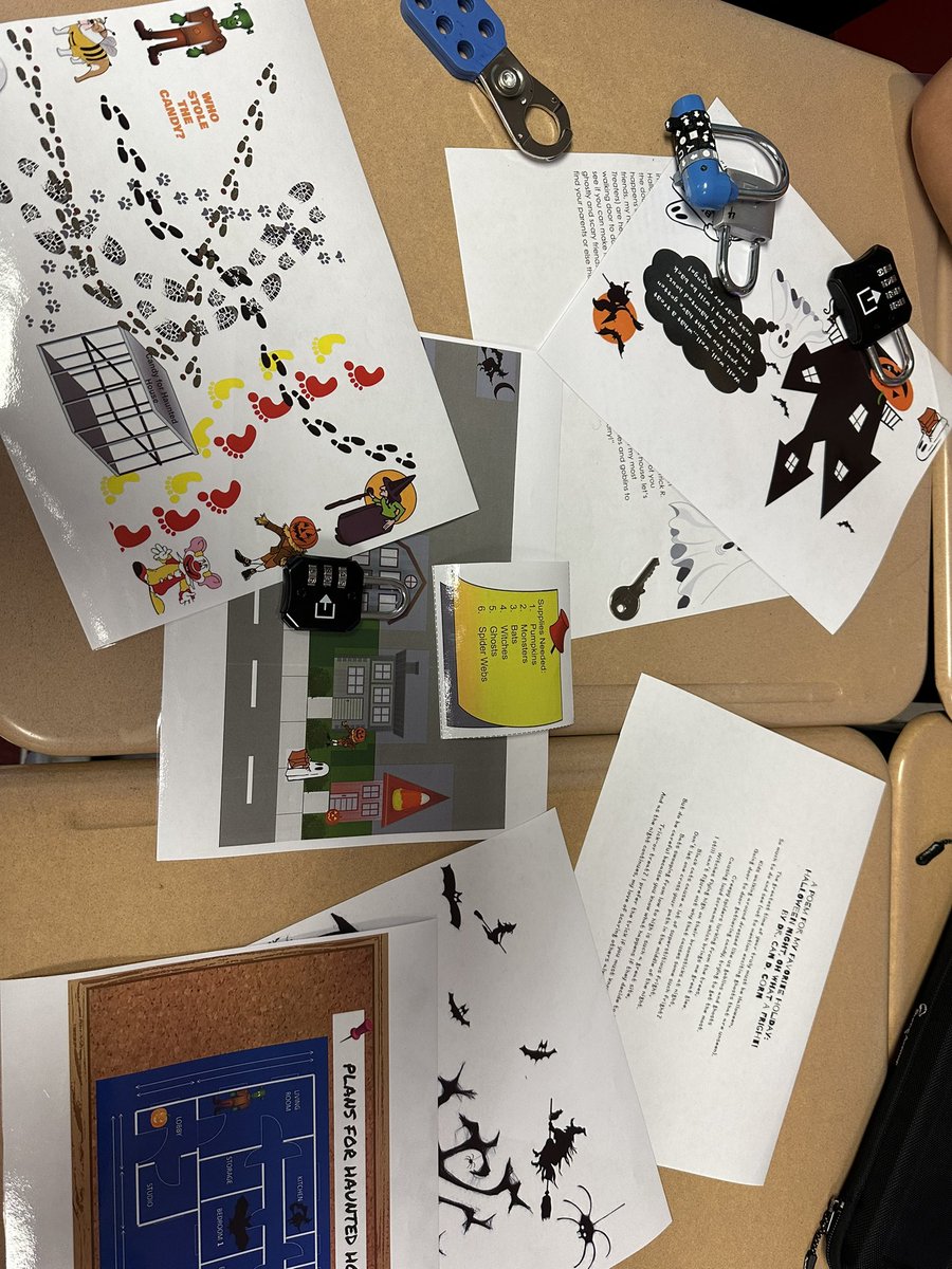 WBcomputersK6's tweet photo. Halloween Escape Room fun today at Howard. 👻🎃#wbwildcats #breakoutEDU #wbpto https://t.co/yW0ithLGv7