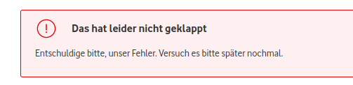 Bei #Vodafone haben heute auch die SQL-Abfragen Brückentag ...

Im #Neuland merkt man an jeder Ecke, wie kaputt es einfach ist ...